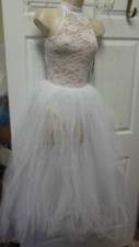 Floor length Tutu dress LC211 White Nude Ladies Sizes Halter Lace bodice