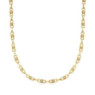 Ross-Simons Italian 14kt Yellow Gold Alternating Oval and Barrel-Link Necklace
