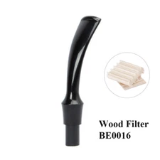 MUXIANG Bent Saddle Stem Curved Mouthpiece Briar Tobacco Pipe 9mm Wooden Filter