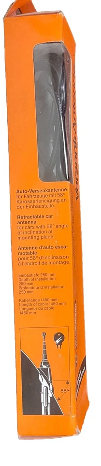 Antena Telescópica Cromada Negra Hirschmann Auta Original Porsche Original Vintage Nuevo de Lote Antiguo Foto 4 de 4