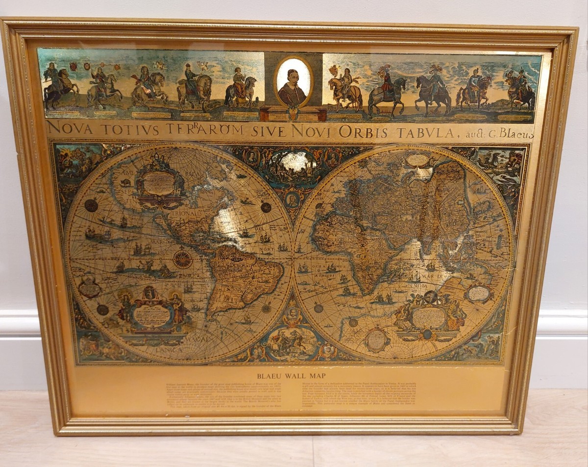 BLAEU WALL MAP アンティーク　壁掛けマップ　地図　額縁のガラス無し BLAEU WALL MAP アンティーク 壁掛けマップ 地図 額縁のガラス無し