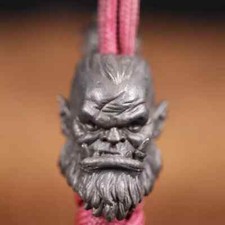Warrior EDC Brass Head Black Paracord Knife Bead Lanyard DIY Rope Pendant Charms