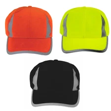 HI-VIS LIME REFLECTIVE HAT BASEBALL CAP SAFETY NEW LIME ORANGE BLACK JORESTECH