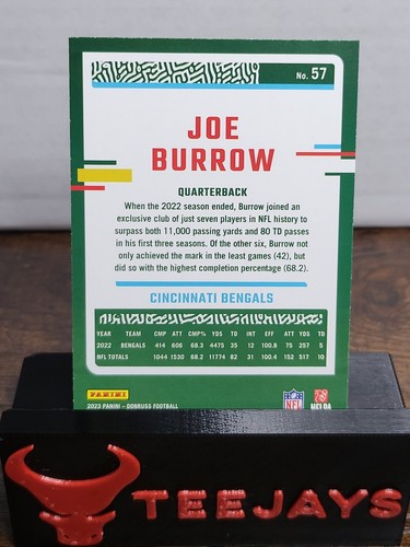 2023 Panini Donruss Joe Burrow Yellow Press Proof Bengals #57 - 第 2/2 張圖片