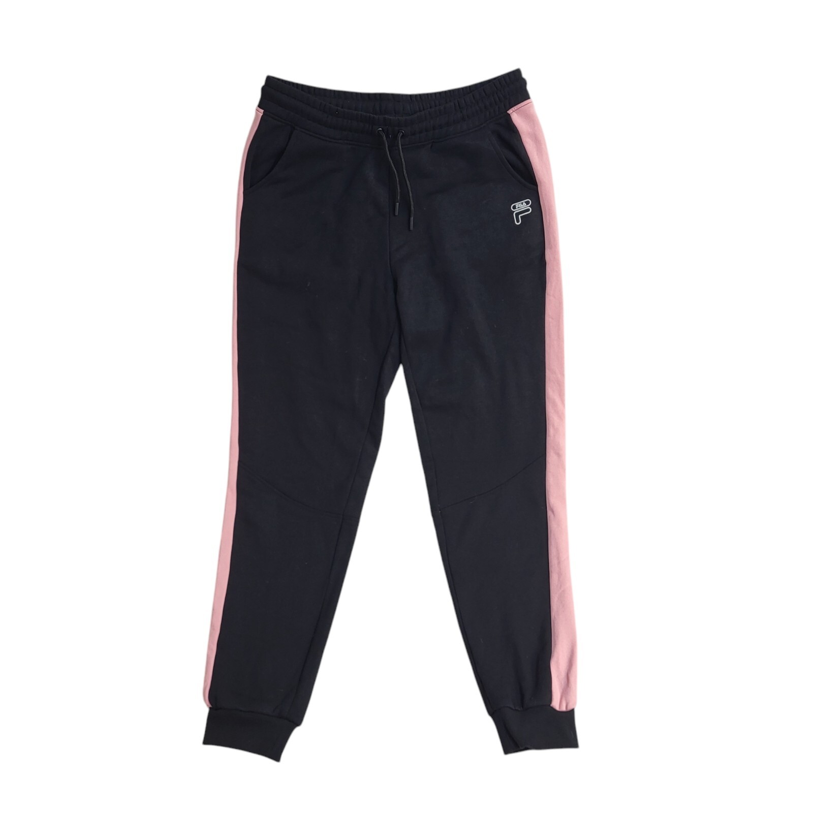 Pantaloni tuta sportiva Fila nero rosa skinny palestra UK donna M W28 L31 DD625