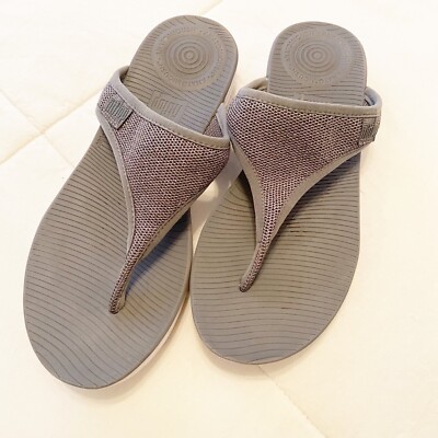 Fit Flop Anatomicush Women Gray Open Toe Flip Flop Sandals Slides Size 