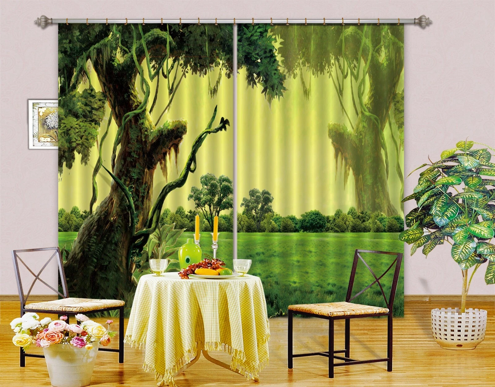 3D Grassland Tree ZHUA1486 Blockout Photo Curtain Fabric Window Zoe