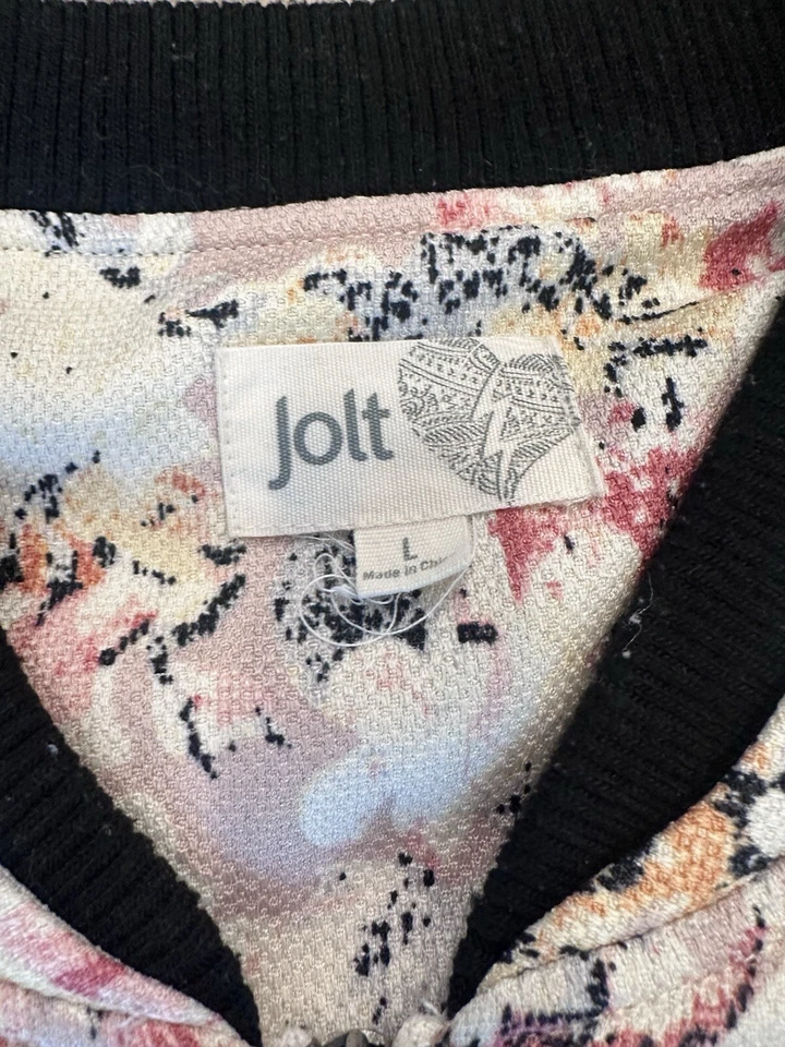 JOLT Pink Floral Bomber Jacket Size Large - Image 3 of 4