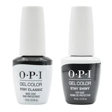 OPI Gel Color Stay Shiny Top Coat & Stay Classic Base Coat Soak Off Gel