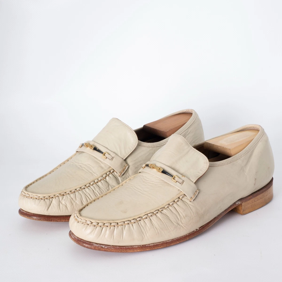 BARKER Men's Beige BIT Leather Loafers Size 8 / 9 / 42-43
