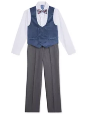 Nautica Little Boys 4-Pc. Polka Dot Double-Breasted Velvet Vest Set NWT