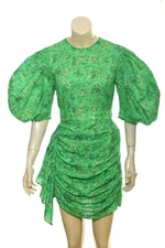 Rhode Resort Mini Dress S 6 Women's Casual Printed Ruched Puff Sleeve NEW 40459