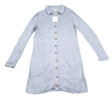 Walter Baker Rhonda Sheath Button Front Knitted Mini Sweater Dress Medium Gray