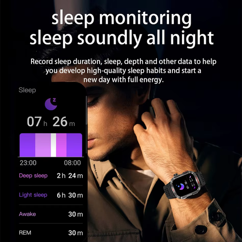 New for Huawei Xiaomi Military GPS Smart Watch Men Flashlight Compass Waterproof - Picture 6 of 12