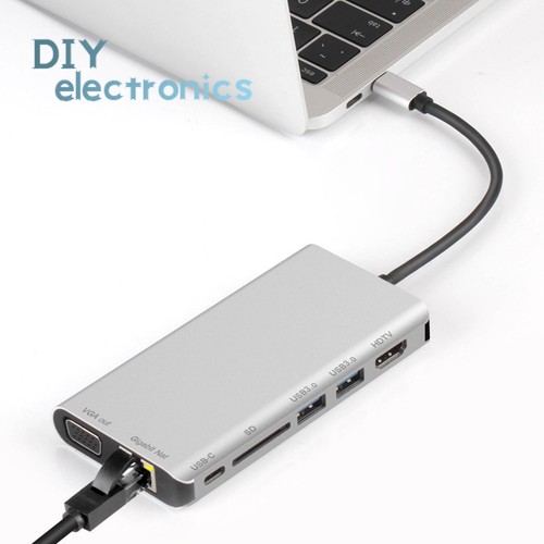Usbc To Rj45 Lan 4K Hdmi Vga 2Usb 3.0 lettore slot schede SD 8in1 adattatore tipo C Stati Uniti - Foto 6 di 15