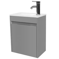 Small Bathroom Vanity 16'' Wall Mounted Floating Ceramics Sink Cabinet Combo