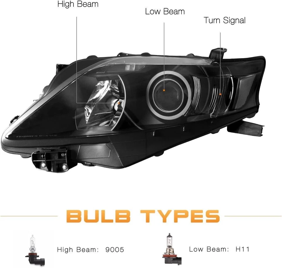 Faróis de halogênio preto completo par 2 peças para 2010-2012 Lexus RX350 SUV - Imagem 4 de 4