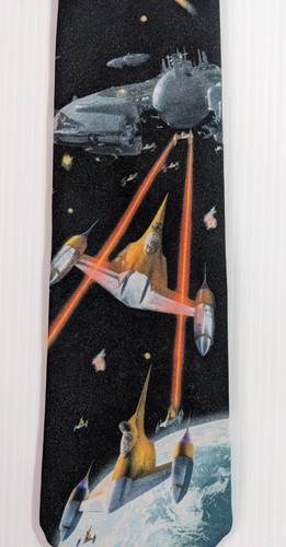 Star Wars Tie N1 Naboo Starfighter Licensed Lucasfilm Black Necktie 57 x 4 - Picture 2 of 5
