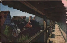 Old postcard postcard Rothenburg Wehrgang a.d. city wall. Klingentor GERMANY (1076416)