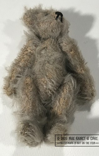 MINIATURE artist TEDDY gray mohair ROOSEVELT BEAR CO 4" by Cathy Peterson 1988 - Picture 20 of 24