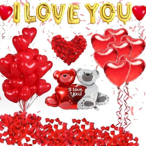 Valentine's Day 40 Pack I Love You Balloons and Heart Balloons Kit