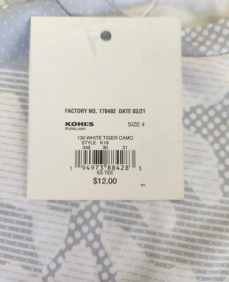 Camisa Camuflada Activa Jumping Beans Niños Gris Camuflaje 4 Blanco Gris Negro Camiseta NUEVA Foto 4 de 4