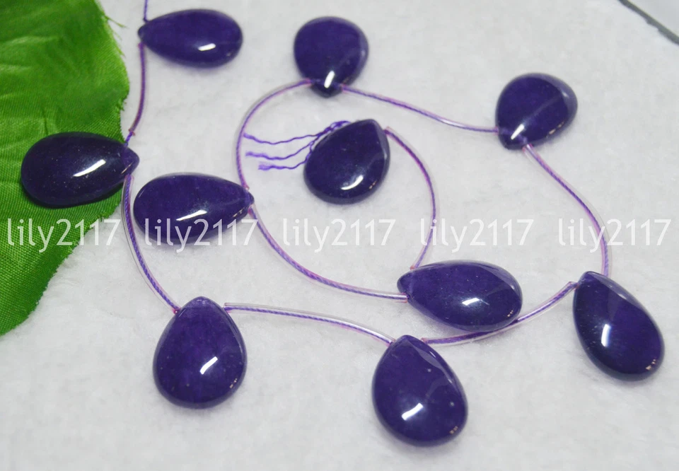 10 piezas de gemas naturales de amatista púrpura de 18x25 mm en forma de lágrima cuentas sueltas Foto 4 de 4