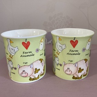 I Love Farm Animals Little Snoring 2x Mugs Cow Sheep Donkey Chicken Pig Geese