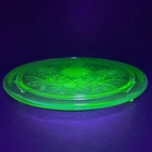 Uranium Glass Vintage Jeanette Glass 10  Round Sunflower Pattern Cakeplate
