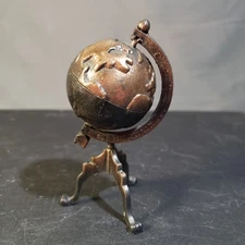 Vintage Durham Industries Die Cast Metal Miniature Globe Spins