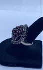 NF Sterling Silver 925 Red Quartz Marcasite Cluster Halo Ring Size 4.75 10.4g — photo 2