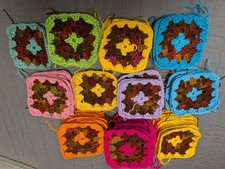 Lot of 75 Handmade Crochet Granny Squares 5" Multicolor New