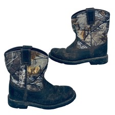 Ariat Kids Fatbaby Camo Leather Western Boots 1.5 Distressed Ranch Farm Outdoor
