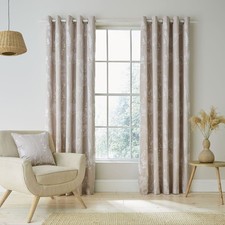 Image of Catherine Lansfield Meadowsweet Floral Jacquard Lined Eyelet Curtains