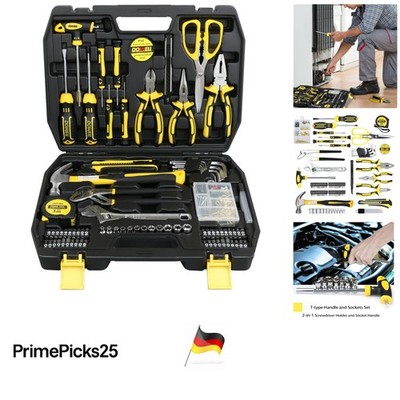 Werkzeugset 185-tlg Hausreparatur DIY Werkzeug Kit mit Werkzeugkoffer