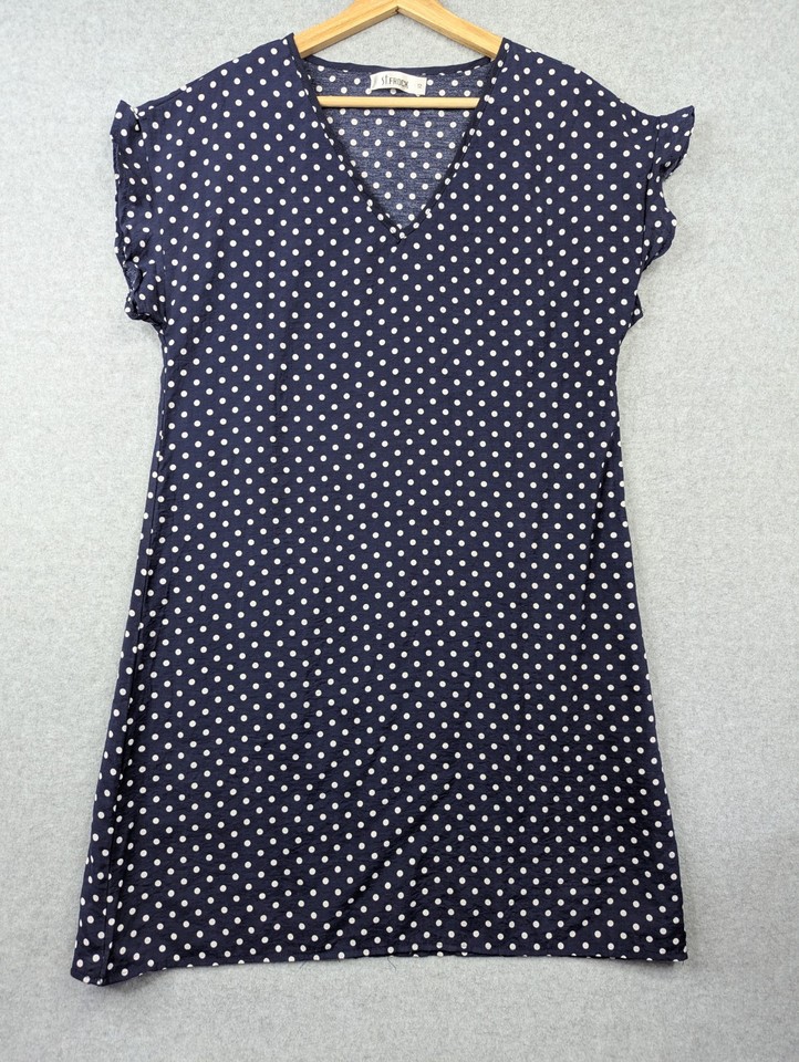 St Frock Dress Womens 12 Blue A Line Short Sleeves V Neck Office Casual Ladies