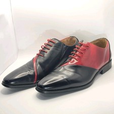 Antonio Cerrelli 6980 Men Dress Shoes Black Red Two Tone Oxfords Lace Up Sz 8.5