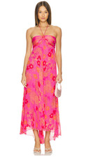 BNWT Rixo Samira Halter Floral-Print Silk Maxi Dress SIZE: XS S