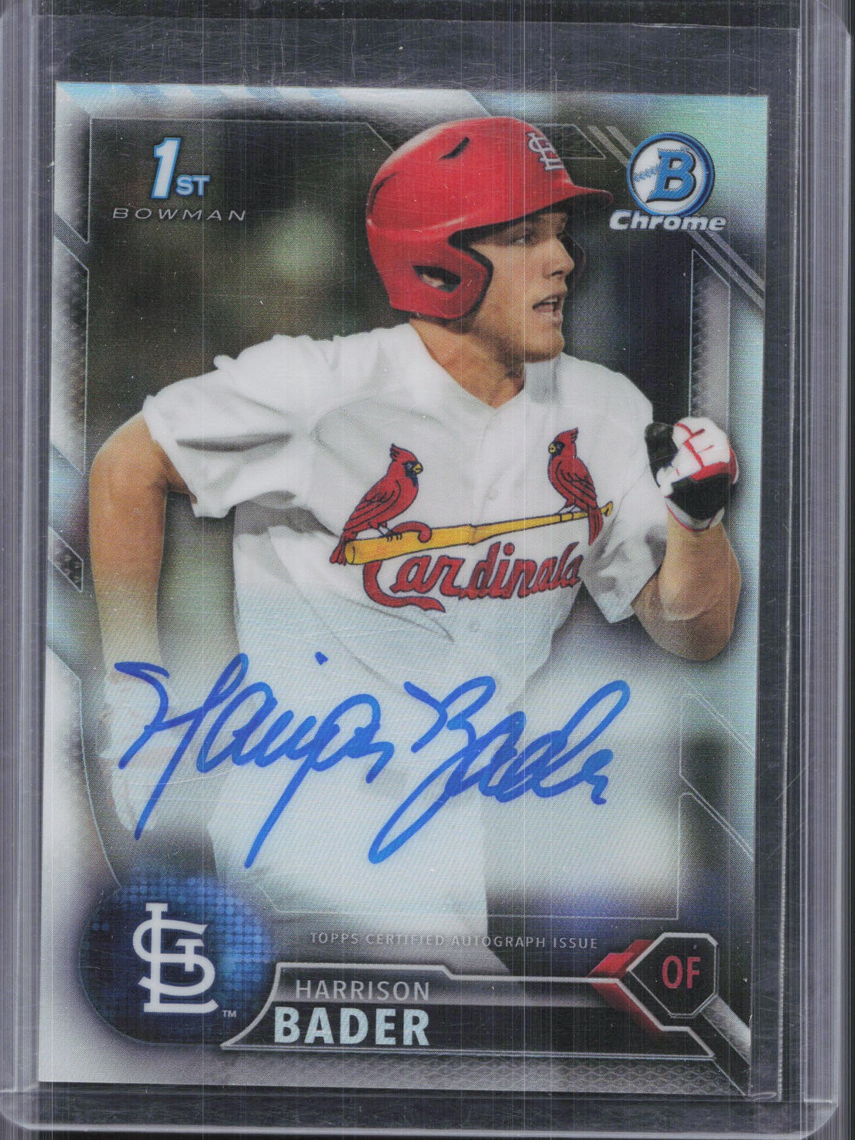 2016 Bowman Chrome Harrison Bader 1st Chrome Refractor Auto #/499