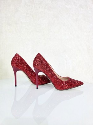 Rush Red Glitter 4'' Heel Stiletto Shoes Pointy Toe Pumps