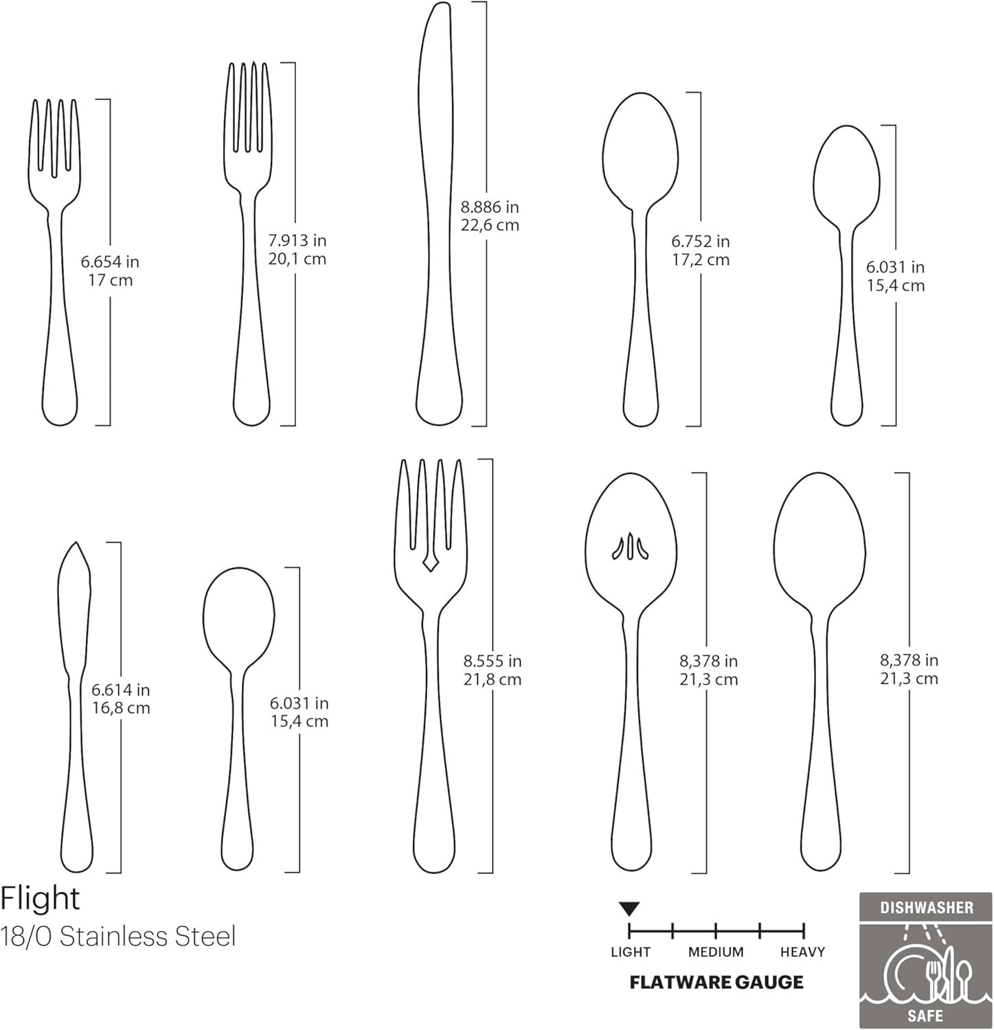 Flight Silverware Set for Dining Table, 65-Piece