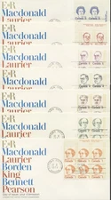 1973 #586-591/593 OCT 17 Set of 7 Caricature Definitives FDCs Plate Blocks