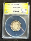 1898 O BARBER HEAD QUARTER ANACS G 4 388