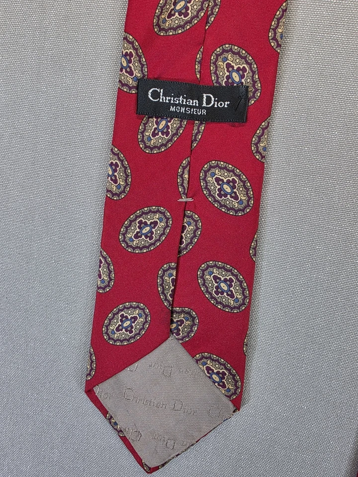 Винтажный галстук Christian Dior Monsieur 100% шелк сделано в США медальон Maximalist - Изображение 3 из 4