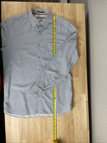 Camisa Ted Baker London con botones talla 3 mediana para hombre azul geométrico manga larga - Imagen 10 de 12