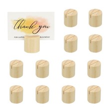12 Pack Wood Place Card Holder, Wooden Table Number Holder,Cylinder Wood Color