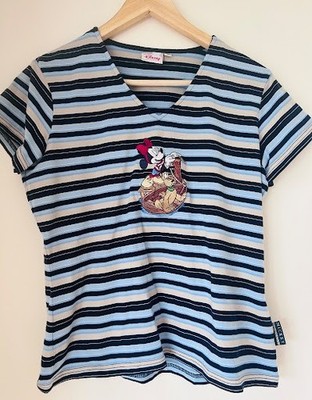 Vintage Disney Store Shirt T-Shirt Minnie Mouse Pluto Gestickt Y2K Streifen L M