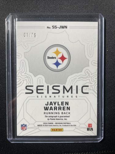 2024 Panini Obsidian Jaylen Warren Seismic Signatures Red 01/75 Auto - Picture 2 of 2
