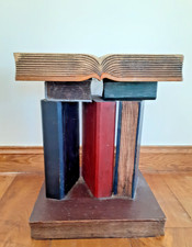 Vintage Open Book  - Stack Table Hand Carved Solid Wood Side Table/Coffee Table