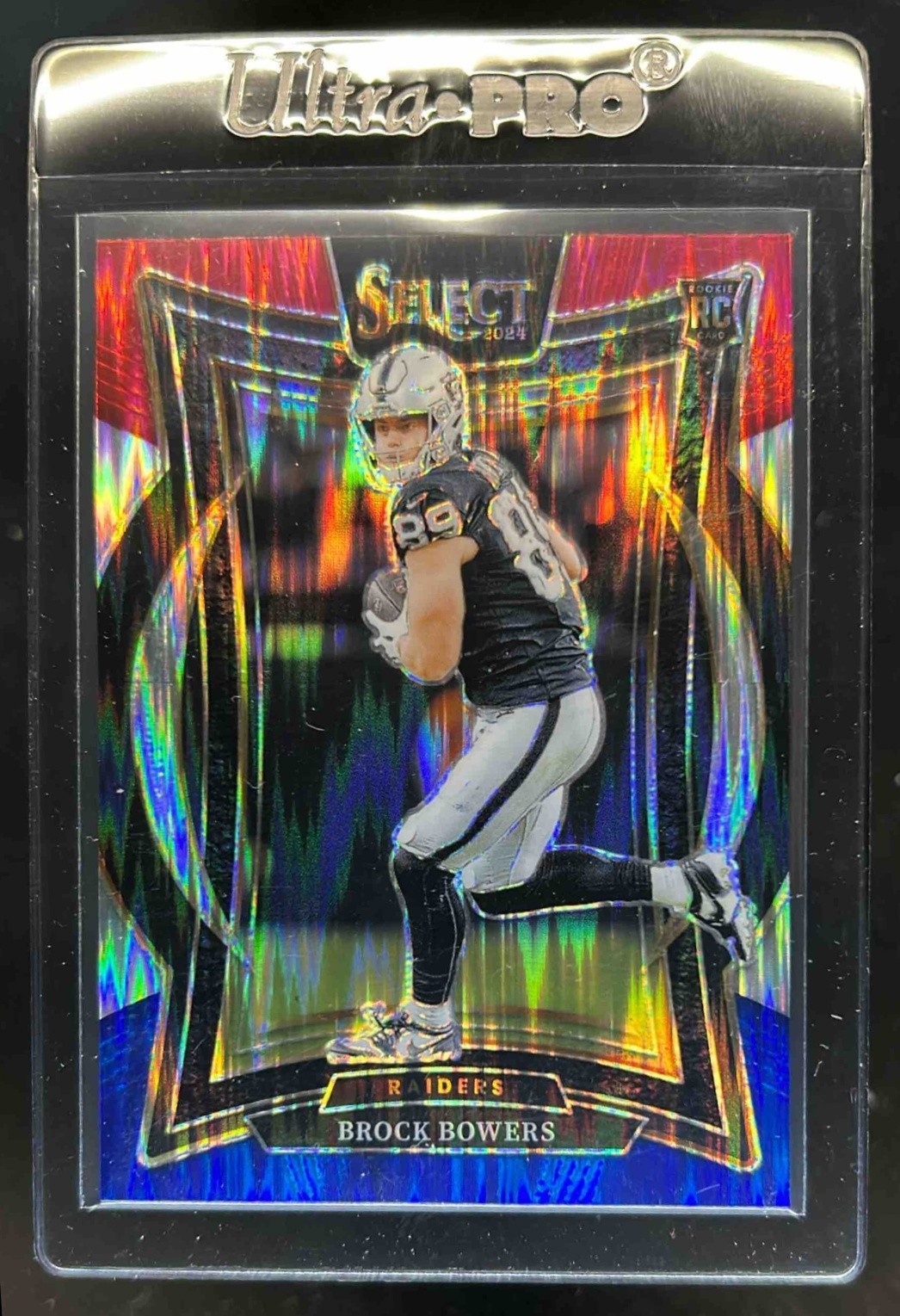 2024 Select Brock Bowers Concourse RC Red and Blue Prizm Shock #31 Raiders